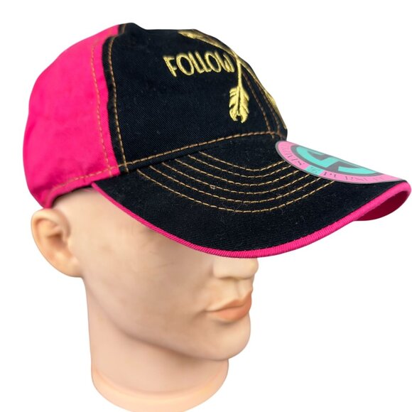 Simply Southern Follow Your Arrow Pink & Black Baseball Cap Hat Adjustable Strap - Picture 7 of 16